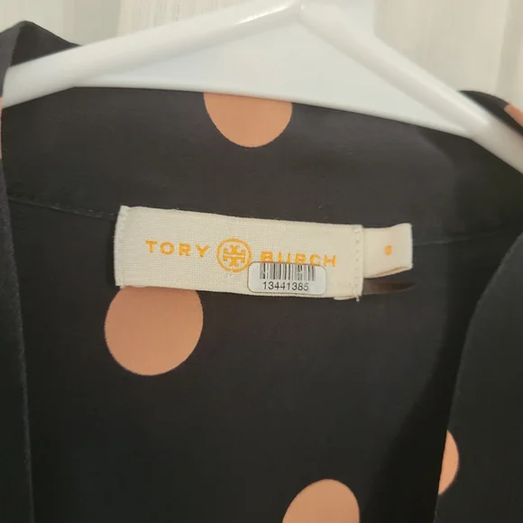 Tory Burch Black Polka-Dot Silk Crepe De Chine Dress Size 0 - Picture 6 of 10